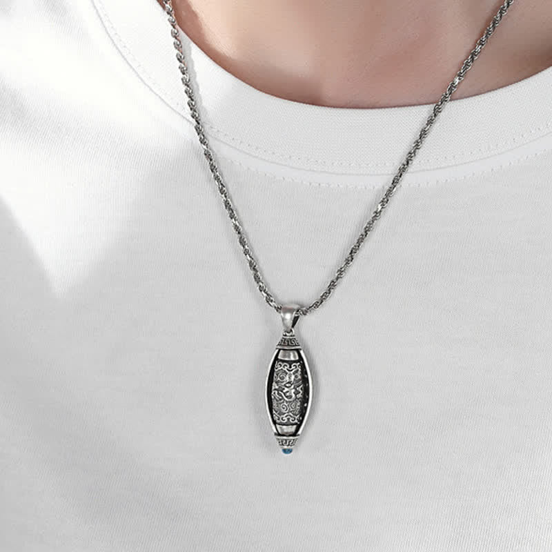 Wear FengShui Tibet Om Mani Padme Hum Protection Necklace Rotatable Pendant