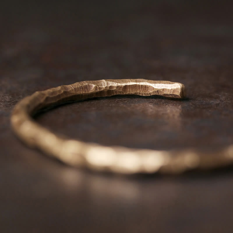 Wear FengShui Tibetan Bump Texture Copper Luck Cuff Bracelet Bangle