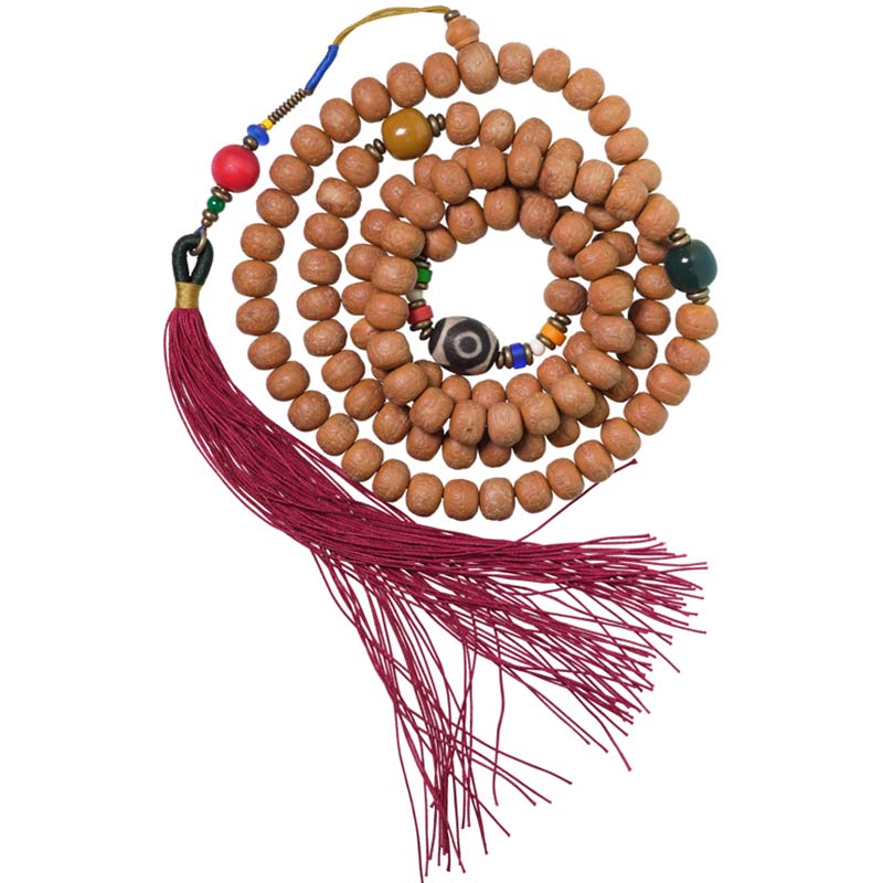 Wear FengShui 108 Mala Beads Bodhi Seed Dzi Bead Peace Tassel Bracelet