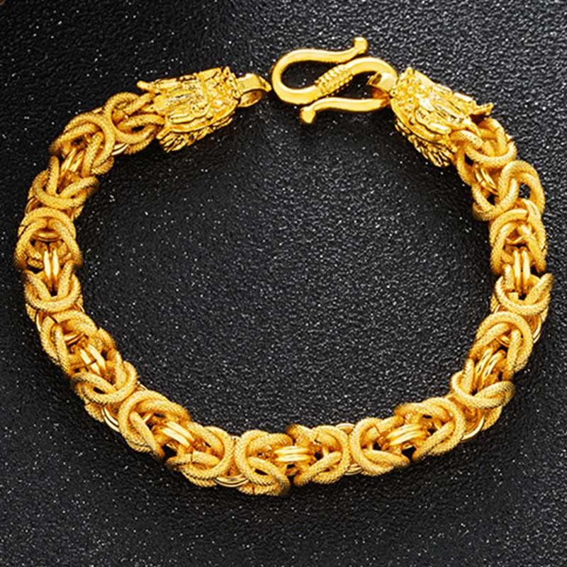 Wear FengShui 24k Gold Plated Double Headed Dragon Protection Bracelet