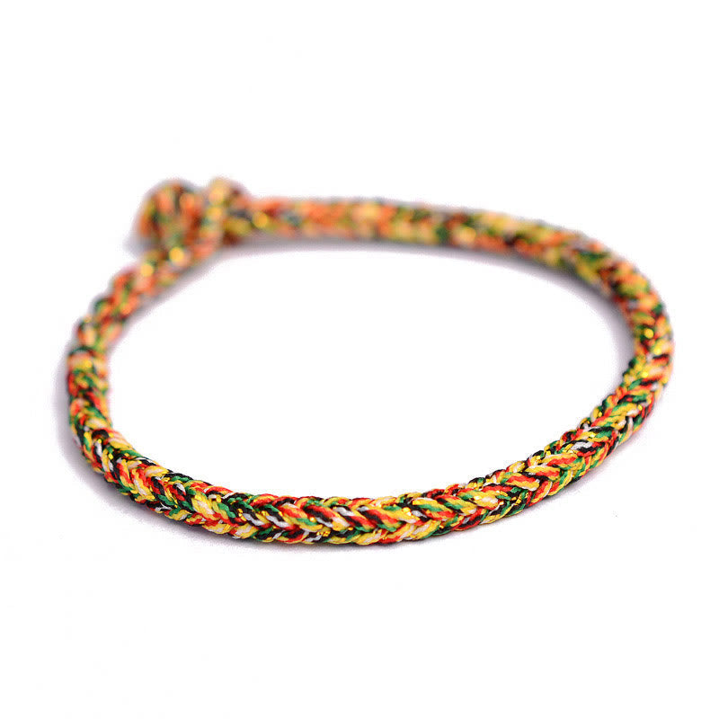 Wear FengShui Tibetan Handmade Eight Thread Peace Knot Protection Braided String Bracelet