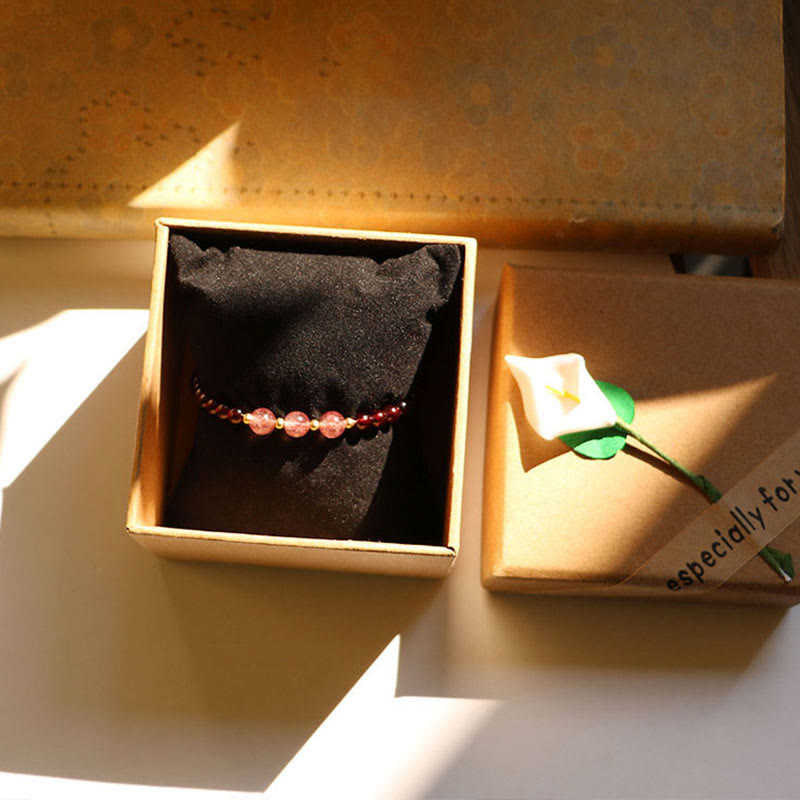 Wear FengShui Natural Garnet Strawberry Quartz Calm Bracelet