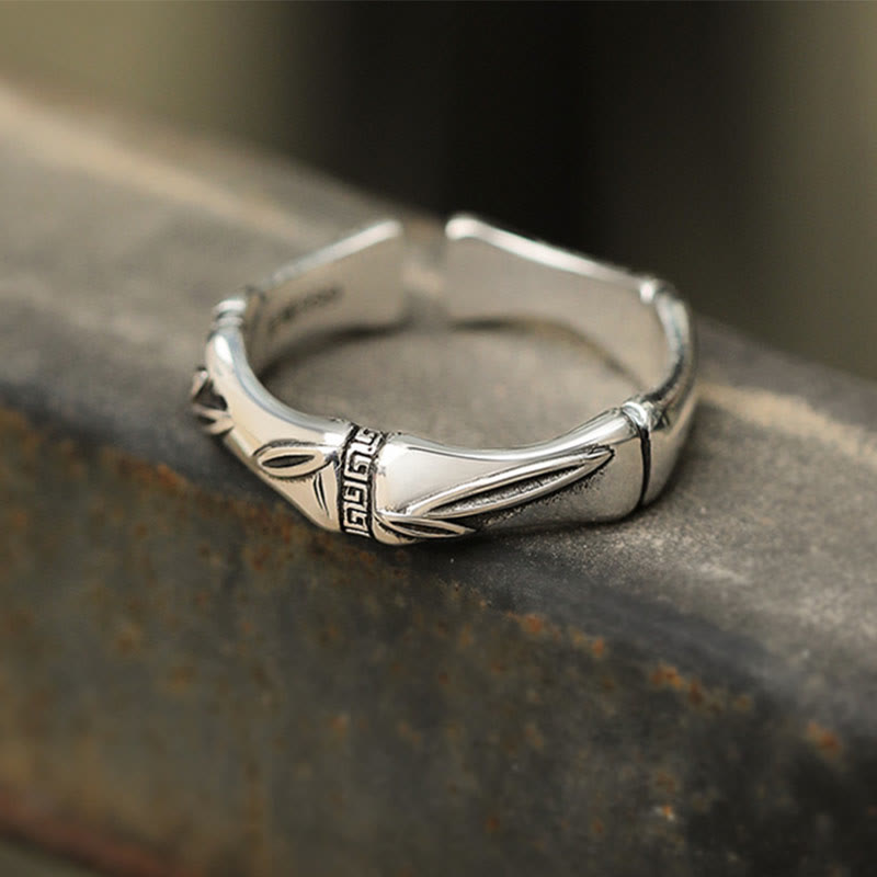 Wear FengShui Simple Bamboo Design Copper Luck Wealth Adjustable Ring