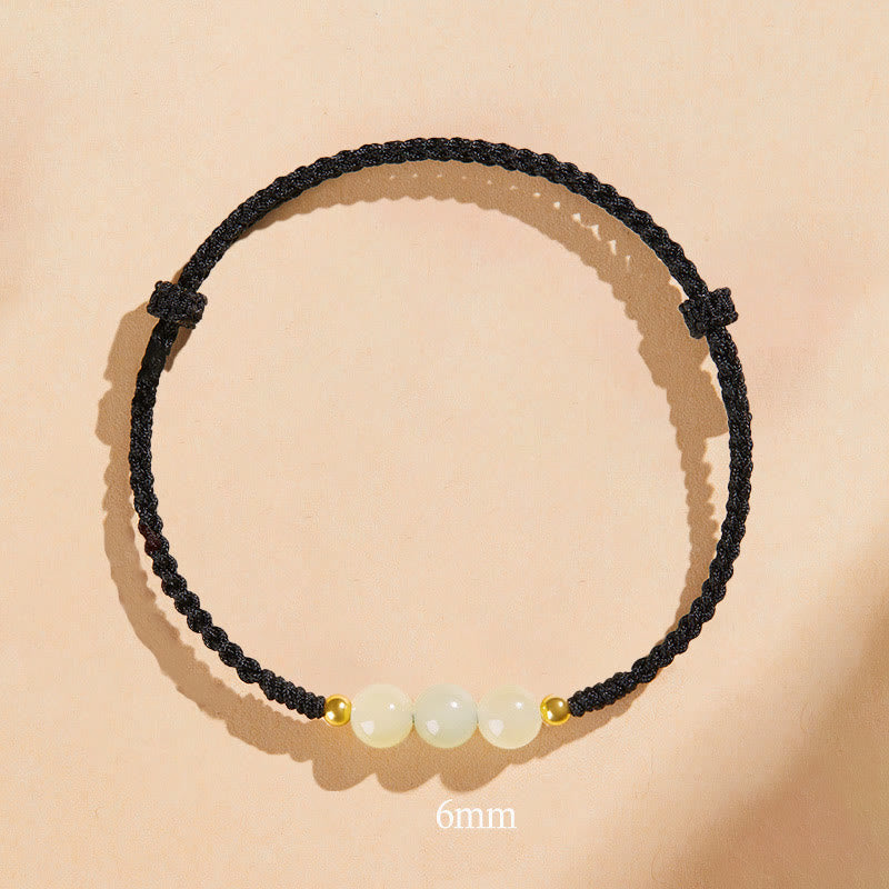 Wear FengShui Handcrafted Round Jade Lucky Bead Prosperity Braided Bracelet