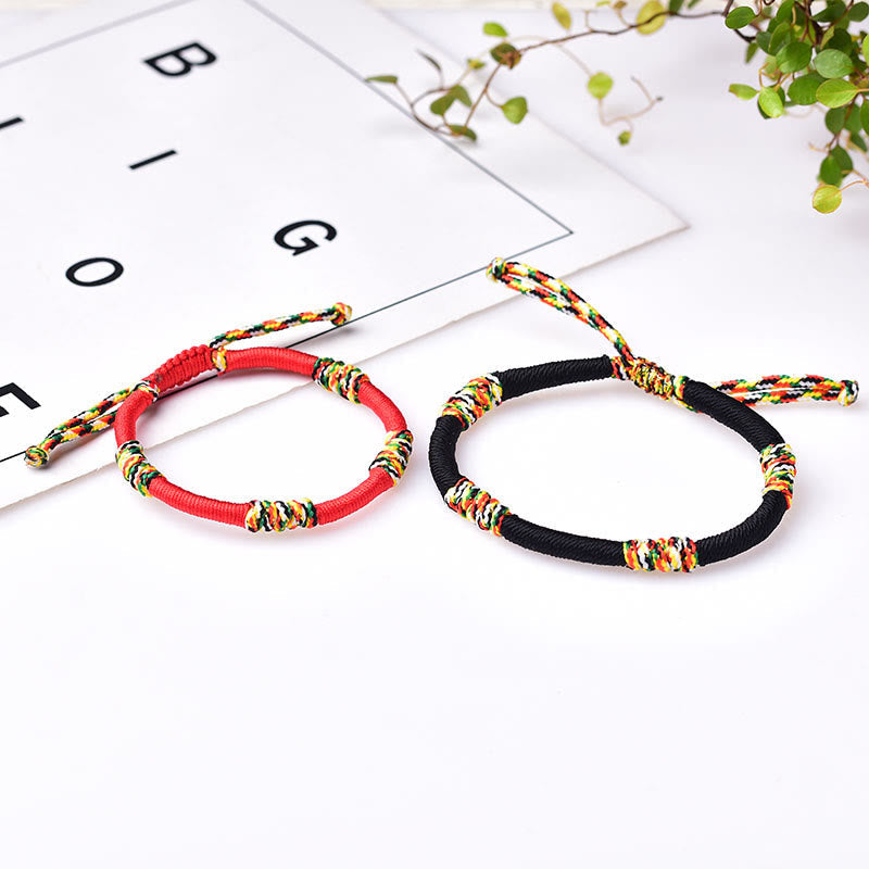 Wear FengShui Tibetan Handmade Colorful King Kong Knot Lucky Protection Braid String Bracelet