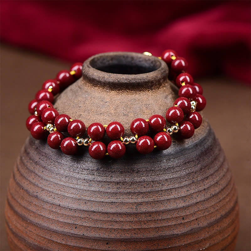 Wear FengShui Natural Cinnabar Beaded Blessing Bracelet
