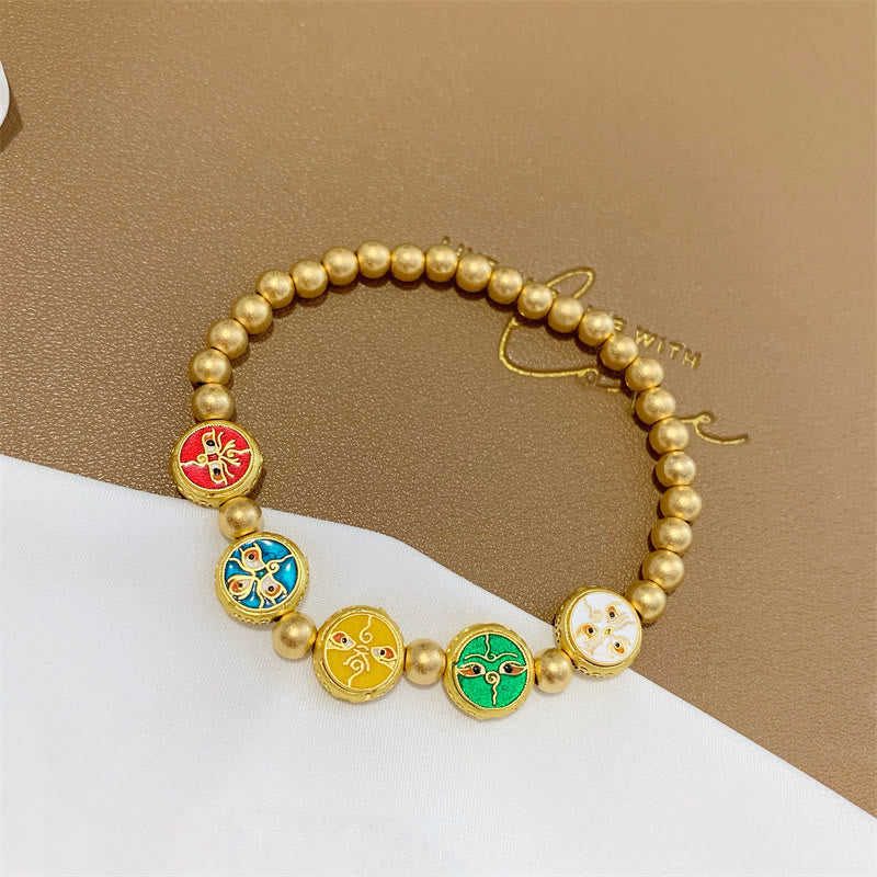 Wear FengShui Tibetan Five God Of Wealth Copper Beads Luck Bracelet
