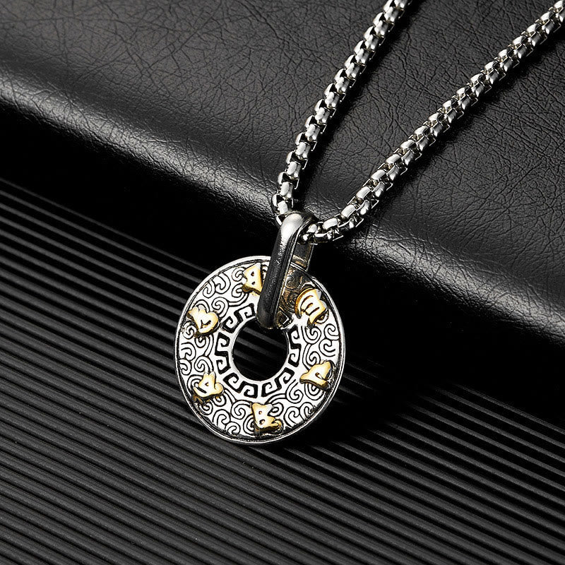 Wear FengShui Tibetan Om Mani Padme Hum Peace Buckle Creativity Necklace Pendant