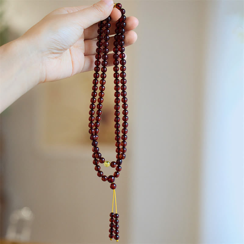 Wear FengShui Natural 108 Mala Beads Amber Clear Anxiety Bracelet