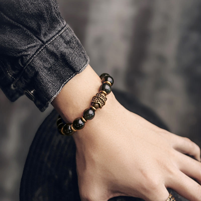 Wear FengShui Rainbow Obsidian Copper Love Healing Bracelet