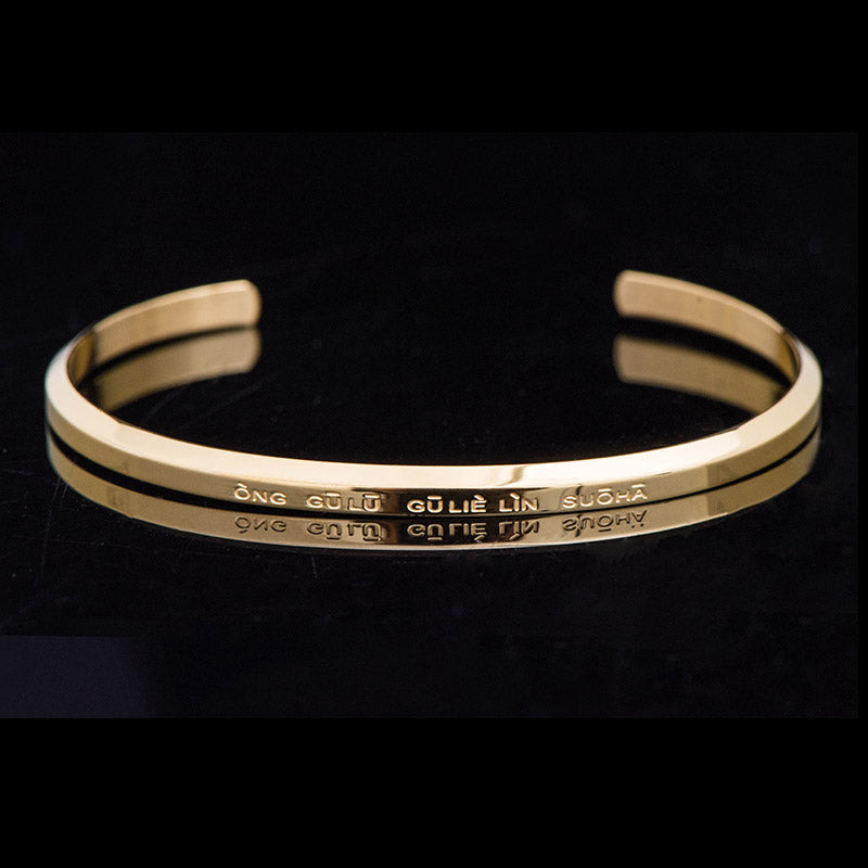 Wear FengShui Six True Words Engraving Titanium Steel Blessing Protection Bracelet