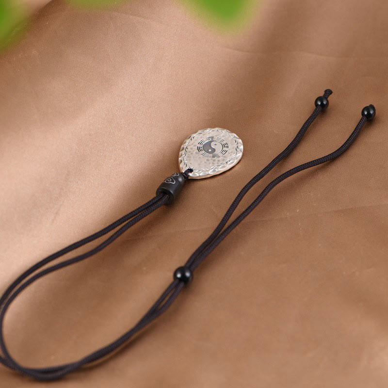 Wear FengShui Vintage 999 Sterling Silver Yin Yang Bagua Water Drop Design Balance Harmony Necklace Pendant