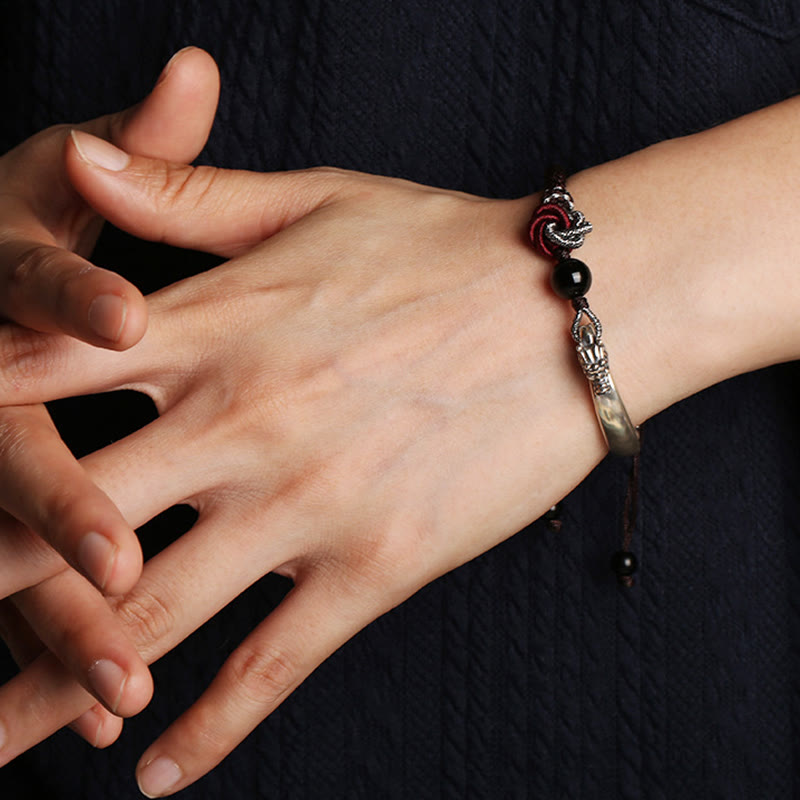 Wear FengShui 925 Sterling Silver Auspicious Dragon Success Handcrafted Braided Bracelet