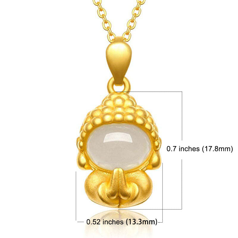 Wear FengShui White Jade Buddha Success Pendant Necklace