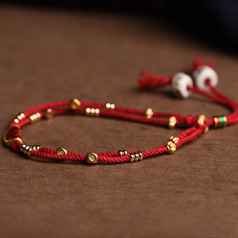Wear FengShui Handmade Cinnabar Dumplings Design Luck Braided Red Rope Bracelet