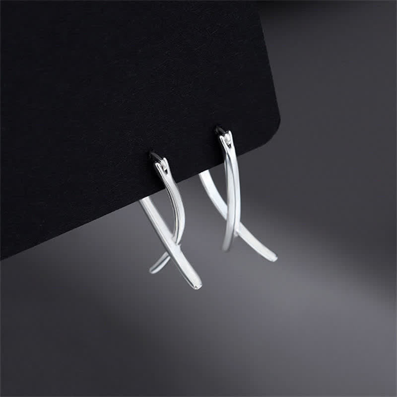 Wear FengShui Geometric Cross Design Luck Hoop Earrings