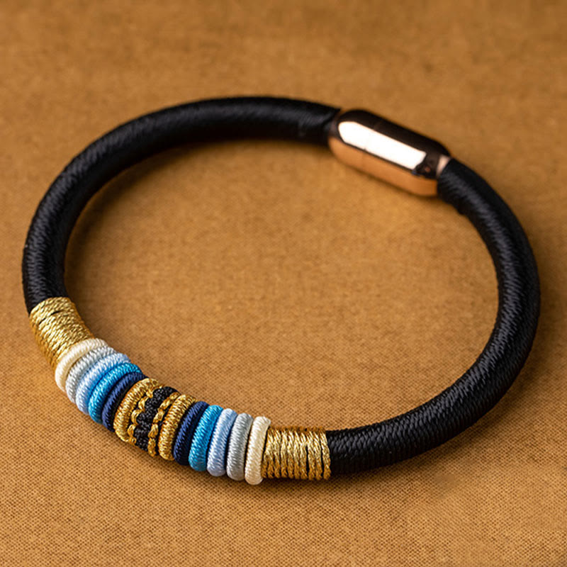 Wear FengShui Tibetan Handmade King Kong Knot Protection Magnetic Buckle Braided Bracelet