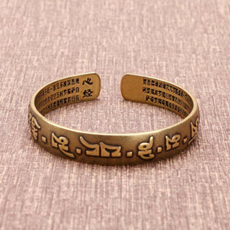 Wear FengShui 2Pcs Om Mani Padme Hum Dragon Phoenix Copper Leather Peace Cuff Bracelet Bangle