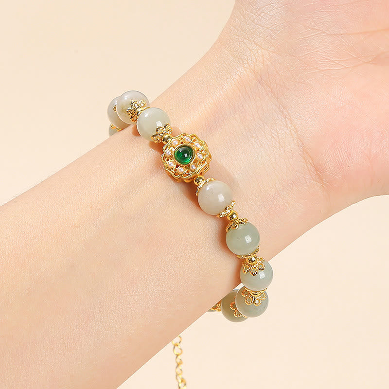 Wear FengShui Natural Jade Prosperity Bead Chain Bracelet