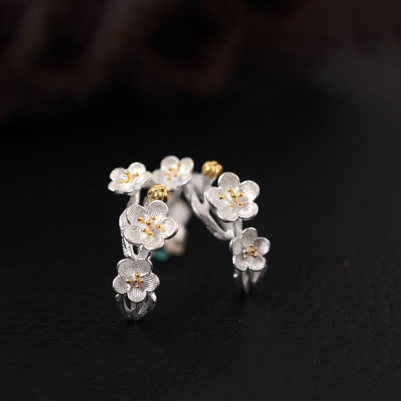Wear FengShui 925 Sterling Silver Plum Blossom Floral Blessing Earrings