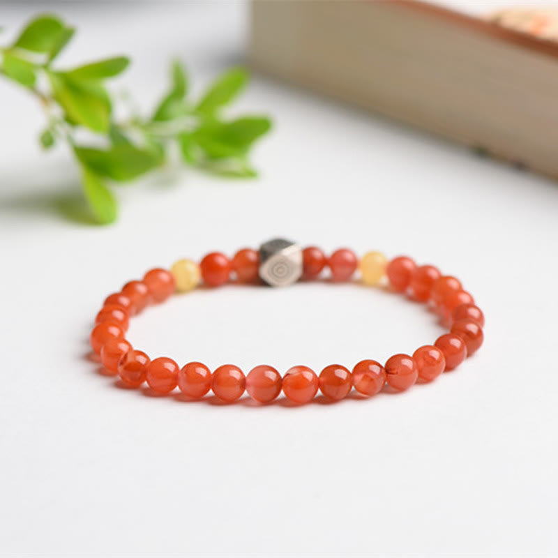 Wear FengShui 925 Sterling Silver Chinese Zodiac Natal Buddha Amulet Red Agate Amber Self-acceptance Bracelet