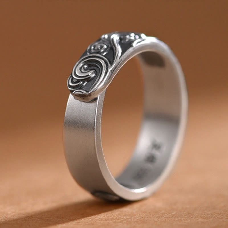 Wear FengShui 999 Sterling Silver Auspicious Clouds Engraved Blessing Adjustable Ring