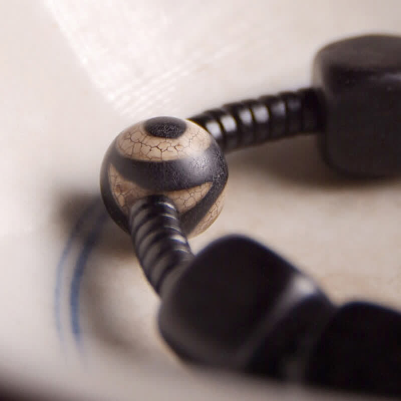 Wear FengShui Tibetan Ebony Wood Dzi Bead Strength Bracelet