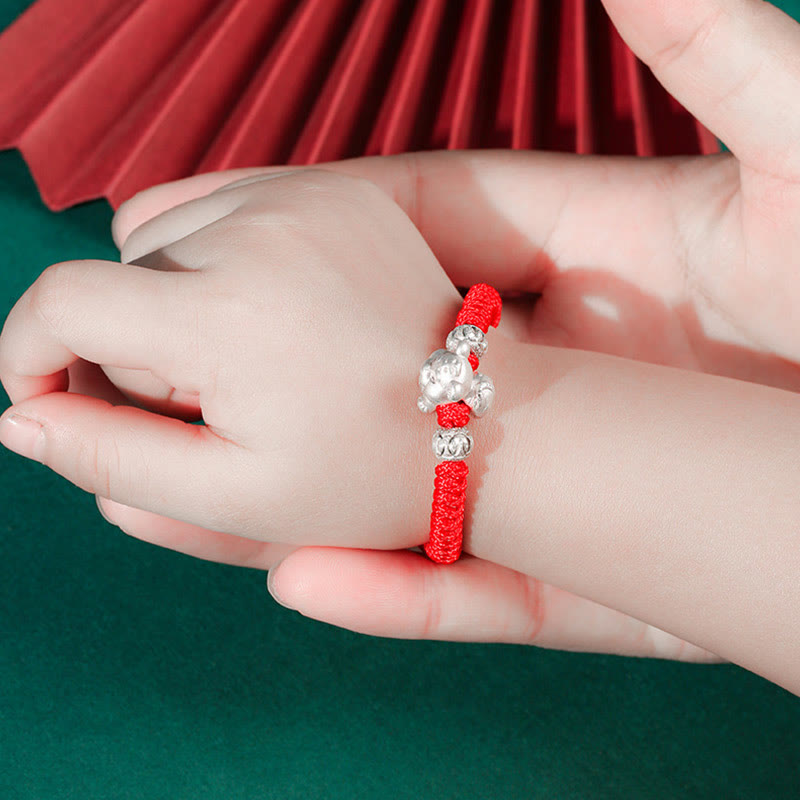 Wear FengShui 999 Sterling Silver Chinese Zodiac Red Rope Luck Handcrafted Kids Bracelet