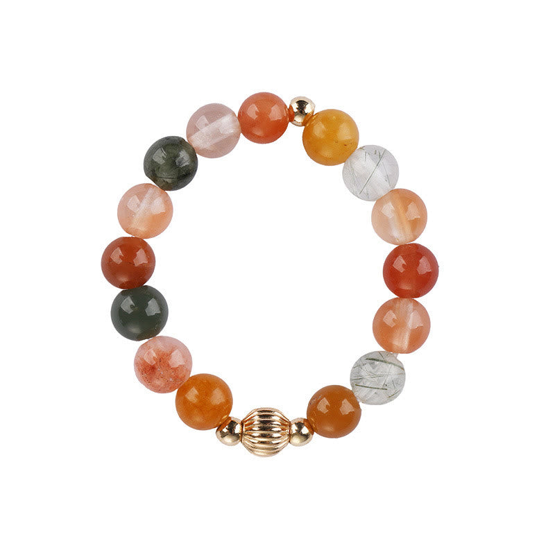 Wear FengShui 14k Gold Plated Copper Fu Lu Shou Crystal Peach Moonstone Happiness Wealth Ring