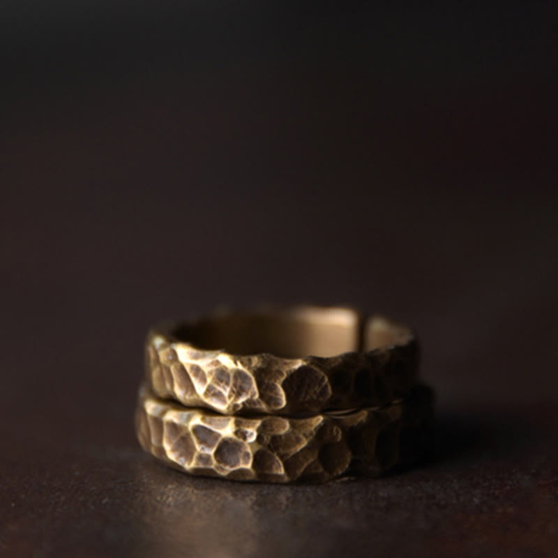 Wear FengShui Tibetan Bump Texture Design Copper Brass Luck Ring