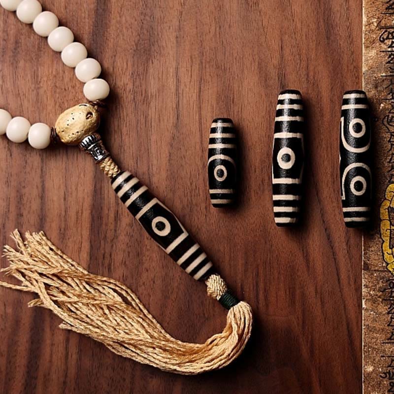 Wear FengShui Tibet 108 Mala Beads Bodhi Seed Bagua Vajra Dzi Bead Gray Agate Wealth Bracelet