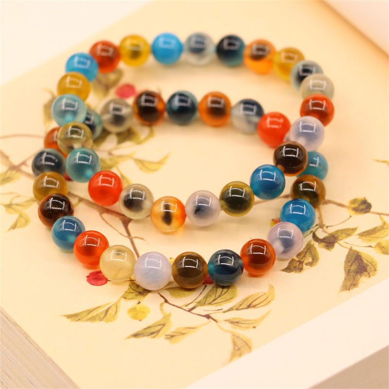 Wear FengShui Colorful Candy Agate Healing Strength Bead Bracelet