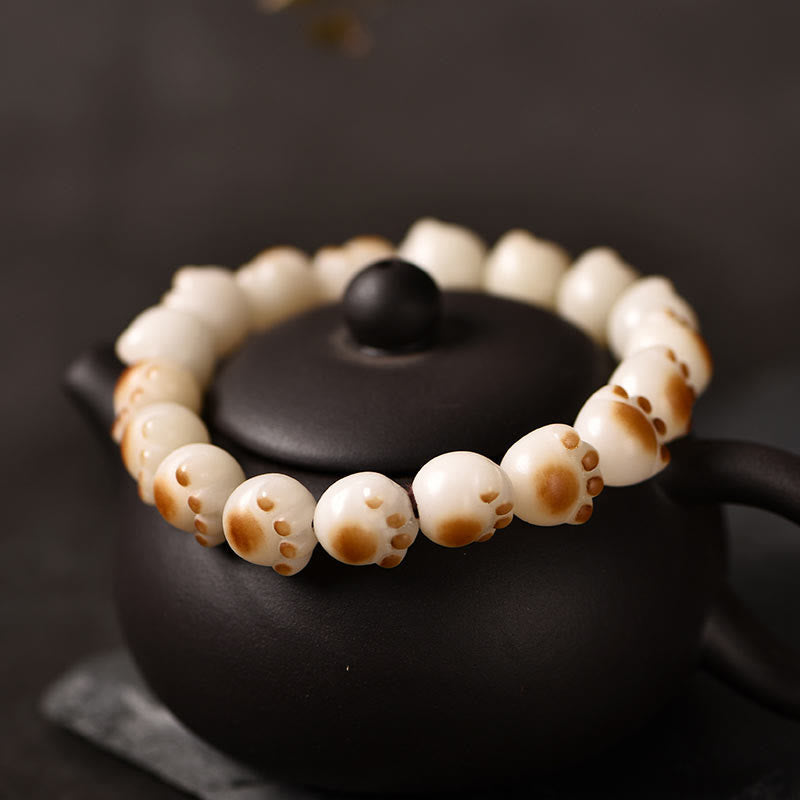 Wear FengShui Cute Cat Paw Claw Bodhi Seed Peace Bracelet