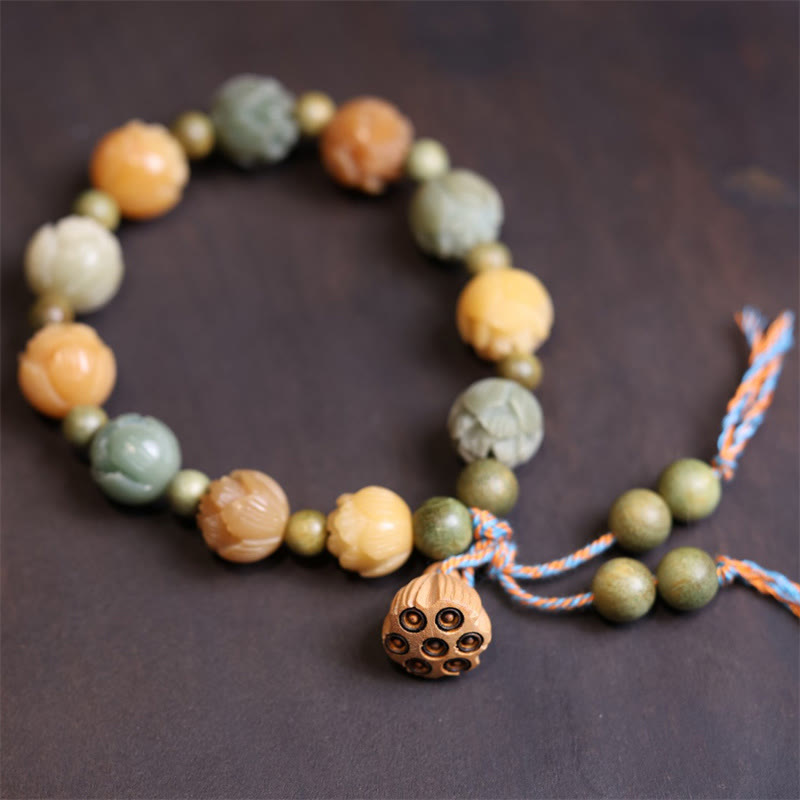 Wear FengShui Bodhi Seed Lotus Green Sandalwood Wisdom Harmony Bracelet