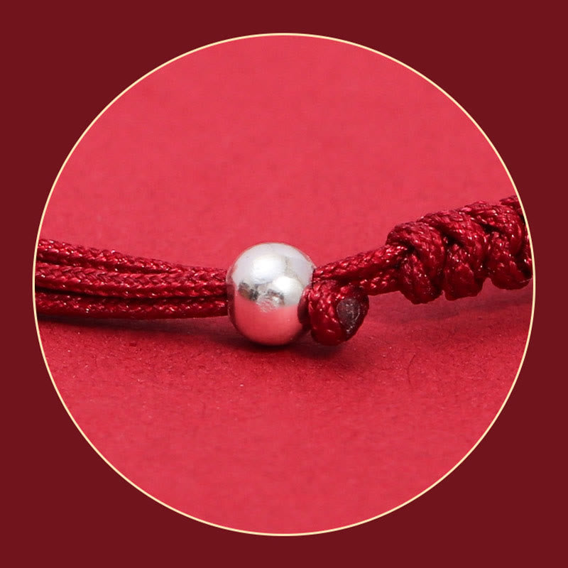 Wear FengShui 999 Sterling Silver PiXiu Strawberry Quartz Bead Wealth Luck Braided Bracelet