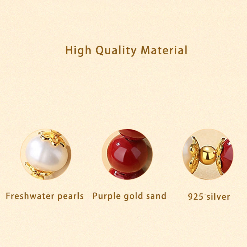 Wear FengShui 925 Sterling Silver Natural Cinnabar Pearl Blessing Necklace Pendant Bracelet Earrings Jewelry Set