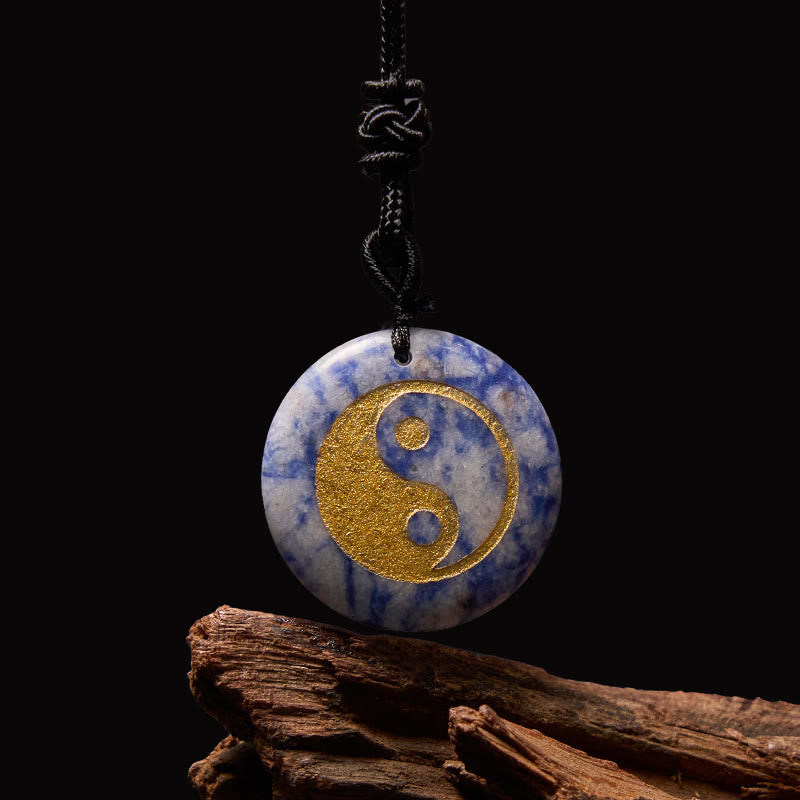 Wear FengShui Various Crystal Amethyst Tiger Eye Green Aventurine Yin Yang Spiritual Necklace Pendant