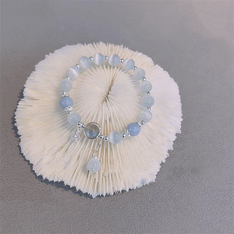 Wear FengShui Cat's Eye Moonstone Butterfly Star Charm Support Bracelet