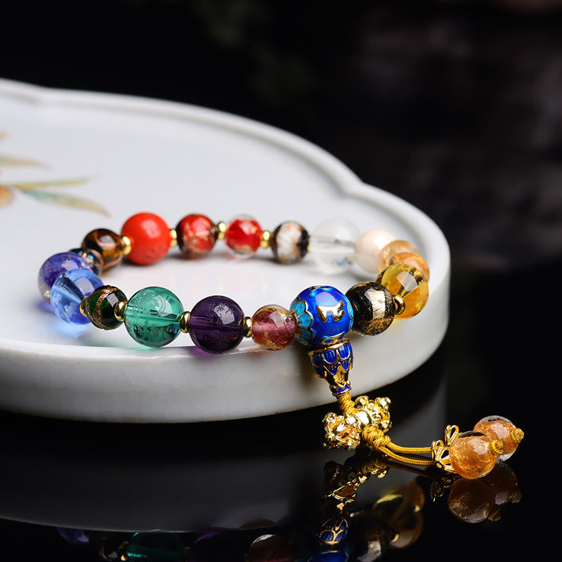 Wear FengShui Tibetan Colorful Incense Ash Liuli Glass Bead Om Mani Padme Hum Dorje Vajra 18 Beads Wrist Mala