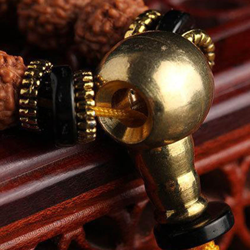 Wear FengShui 108 Mala Beads Rudraksha Bodhi Seed Dzi Bead Luck Wealth Bracelet