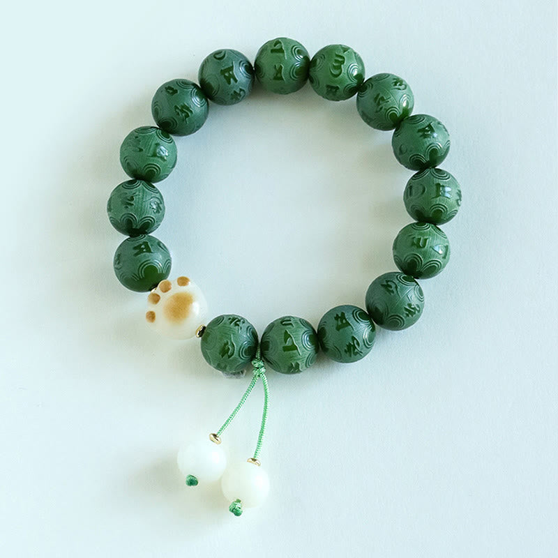 Wear FengShui Bodhi Seed Om Mani Padme Hum Carved Harmony Bracelet