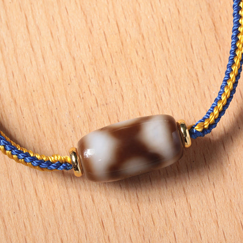 Wear FengShui Tibetan Three-eyed Dzi Bead Luck Happiness Bracelet