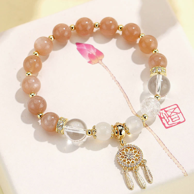 Wear FengShui Green Strawberry Quartz Amethyst Crystal Dreamcatcher Healing Bracelet