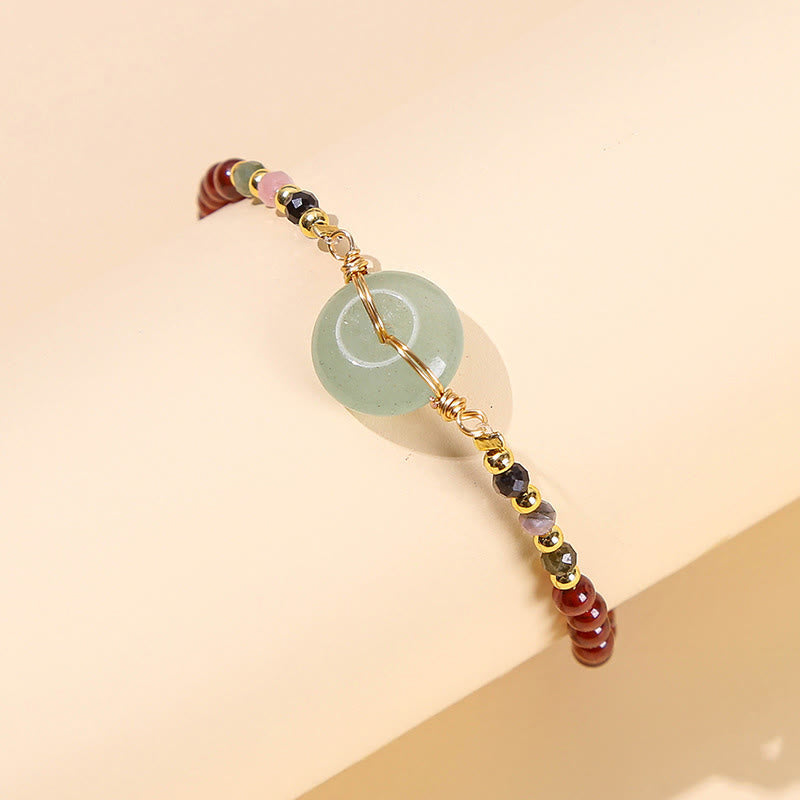 Wear FengShui Natural Garnet Peace Buckle Bead Calm Bracelet