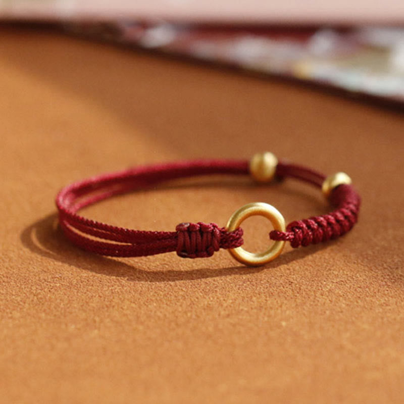 Wear FengShui Alloy Peace Buckle Luck Red String Bracelet