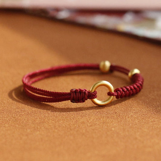 Wear FengShui Alloy Peace Buckle Luck Red String Bracelet