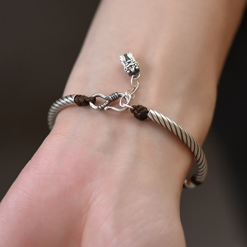 Wear FengShui 999 Sterling Silver Bamboo Pattern Cicada Luck Wealth Bracelet