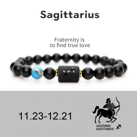Wear FengShui 12  Constellations of the Zodiac Black Onyx Adjustable Bracelet