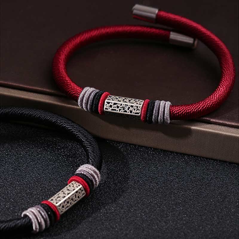 Wear FengShui 925 Sterling Silver Om Mani Padme Hum Peace Red String Bracelet