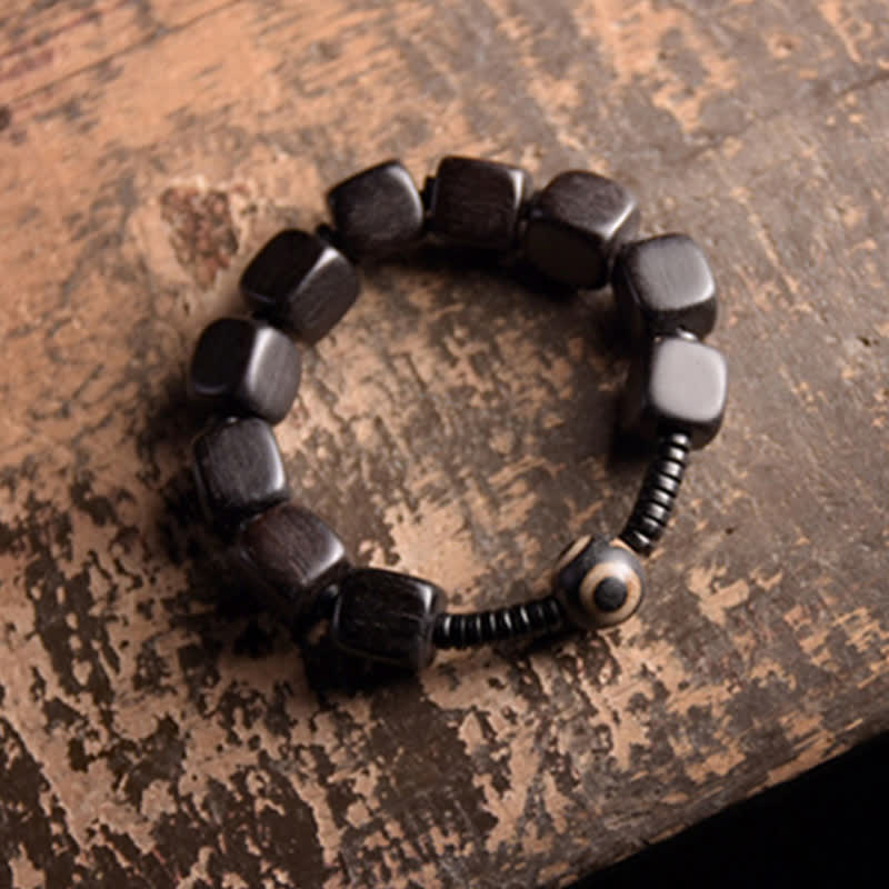 Wear FengShui Tibetan Ebony Wood Dzi Bead Strength Bracelet